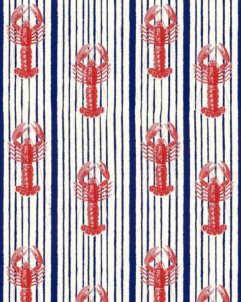 Mediterranean Lobsters Wallpaper in White from the Sundance Villa Collection by Mind the Gap Sea Life Wallpaper, Pool Room, Drops Patterns, Mind The Gap, E Learning, Red Wallpaper, Grey Wallpaper, White Wallpaper, Surface Textures