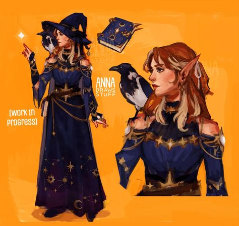 Anna van der Linde (@annadrawsstuff) on Threads Divination Wizard, Dnd Elves, Elf Characters, D D Character Ideas, High Elf, Food Court, Cute Couple Art, Animal Companions, Character Creation