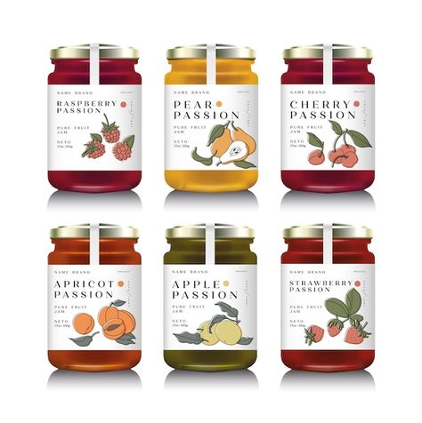 Jar Product Design, Jam Jar Packaging Design, Glass Jar Packaging Ideas, Glass Jar Packaging Design, Mason Jar Packaging, Jam Jar Design, Jam Packaging Design, Jam Illustration, Preserves Packaging