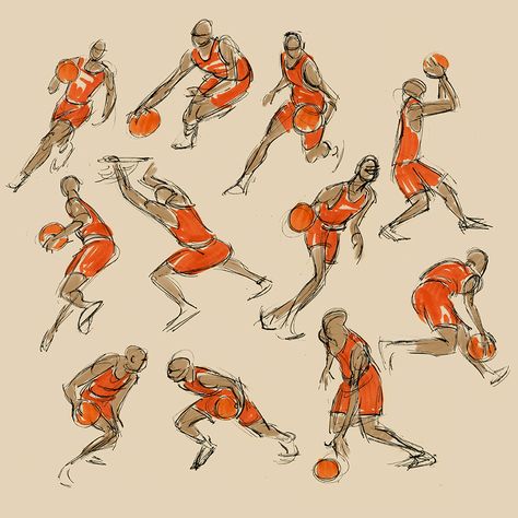 Wouter Tulp | Illustrator |: Gesture drawings Basketball Reference Pose, Basketball Poses Drawing, Basketball Reference, Gesture Illustration, Basketball Illustration, Gesture Drawings, Basketball Drawings, Basketball Dunk, Sports Drawings