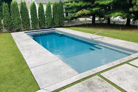 Pool With Tanning Ledge, Imagine Pools, Tanning Ledge Pool, Piscina Rectangular, Rectangle Pool, Pools Backyard Inground, Fiberglass Swimming Pools, Pool Renovation, Pool Remodel