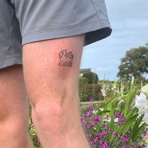 @tattpoo on insta Wales Tattoo Small, Small Welsh Tattoo, Wales Dragon Tattoo, Welsh Dragon Tattoo Women, Wales Tattoo Ideas, Welsh Lady Tattoo, New England Tattoo Ideas, Welsh Tattoos For Women, Switzerland Tattoo Ideas