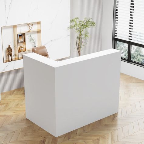 Working Reception Desk L Shaped Front Counter Reception Table Counter - Bed Bath & Beyond - 37185957 Store Checkout Counter, Laminate Reception Desk, White Reception Desk, Small Reception Desk, Wood Reception, Wood Reception Desk, Reception Desk Counter, Salon Reception Desk, Modern Reception Desk