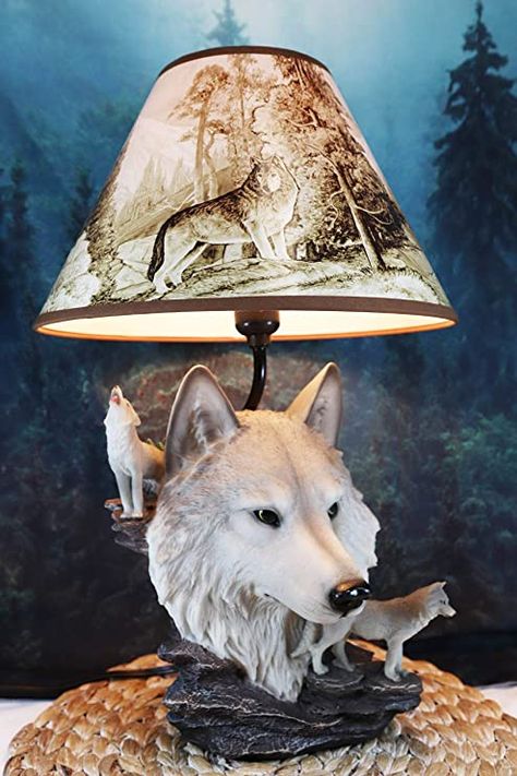 Bust Table, Wolf Room, Wolf Decor, Big Wolf, Timber Wolf, Gray Wolf, Side Table Lamps, Family Decor, Touch Lamp