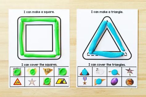 Playdough Printables, Small Group Math Activities, Shape Activities Kindergarten, 2d Shapes Activities, Shapes Lessons, Shape Activities Preschool, Play Dough Mats, Shapes Kindergarten, Shape Chart