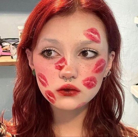 Red Makeup Looks, Vampire Bride, Rhinestone Makeup, Kissy Face, Face Art Makeup, Valentines Day Makeup, Halloween Makeup Inspiration, Cool Makeup Looks, Valentines Makeup