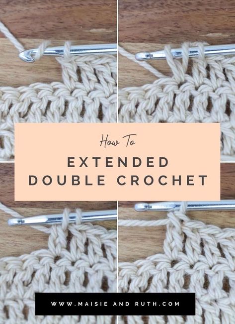 Extended Double Crochet, Triple Crochet Stitch, Simple Scarf Crochet Pattern, Crochet Symbols, Crochet Stitches For Blankets, Crochet Stitches Free, Beginner Crochet Tutorial, Easy Crochet Stitches, Step By Step Crochet