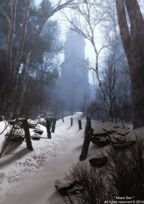 ArtStation - " the snowy path to the old church© ", massimo verona Campaign Moodboard, Church Illustration, Snowy Path, 3d Inspiration, Digital Sculpture, Game Environment, Environment Art, Cyberpunk City, 3d Illustrations