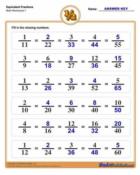 These worksheets start with familar fractions like halves and quarters and proceed through common fractions with larger denominators. Finding equivalent fractions is a great topic to introduce in 3rd or 4th grade before moving on to adding fractions or subtracting fractions. Equivalent Fractions Anchor Chart, Equivalent Fractions Worksheet, Dividing Fractions Worksheets, Multiplying Fractions Worksheets, Fraction Chart, Reducing Fractions, Finding Equivalent Fractions, Fractions Anchor Chart, Addition Of Fractions