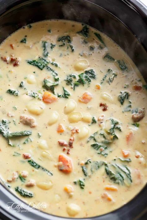 Zuppa Toscana Soup With Gnocchi, Soup Gnocchi, Soup Sausage, Sausage Kale Soup, Creamy Gnocchi, Cabbage Soup Diet Recipe, Sausage And Kale Soup, Sausage Kale, Fat Burning Soup