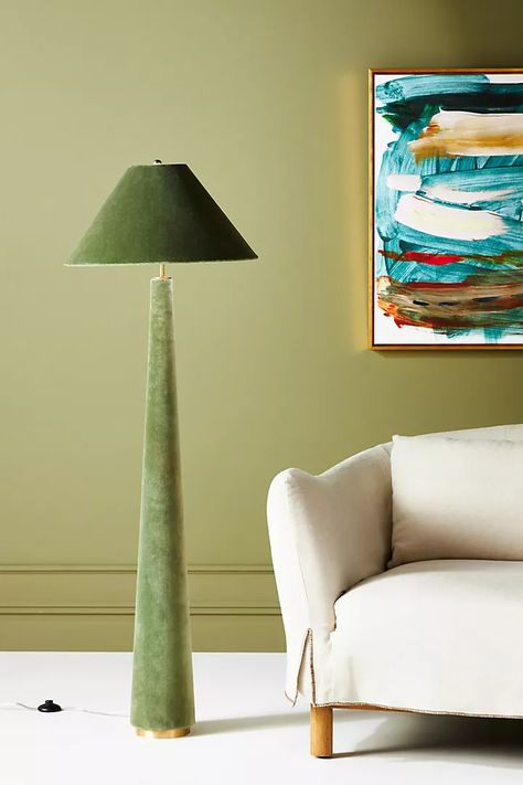 Green Floor Lamp, Green Floor, House Remodel, Modern Floor Lamps, Unique Lamps, Electrical Outlets, Unique Lighting, A Living Room, Design Thinking