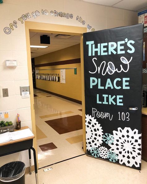 Elementary Special Education on Instagram: “There’s SNOW place like room 103! New door decor is up (and is actually available in my TPT store; dm me for the direct link)! I wanted…” January Door Ideas For Classroom, January Door Decorations, Big Snowflakes, Winter Door Decorations Classroom, Winter Classroom Door, Elementary Special Education, January Classroom, Winter Bulletin, Chart Paper