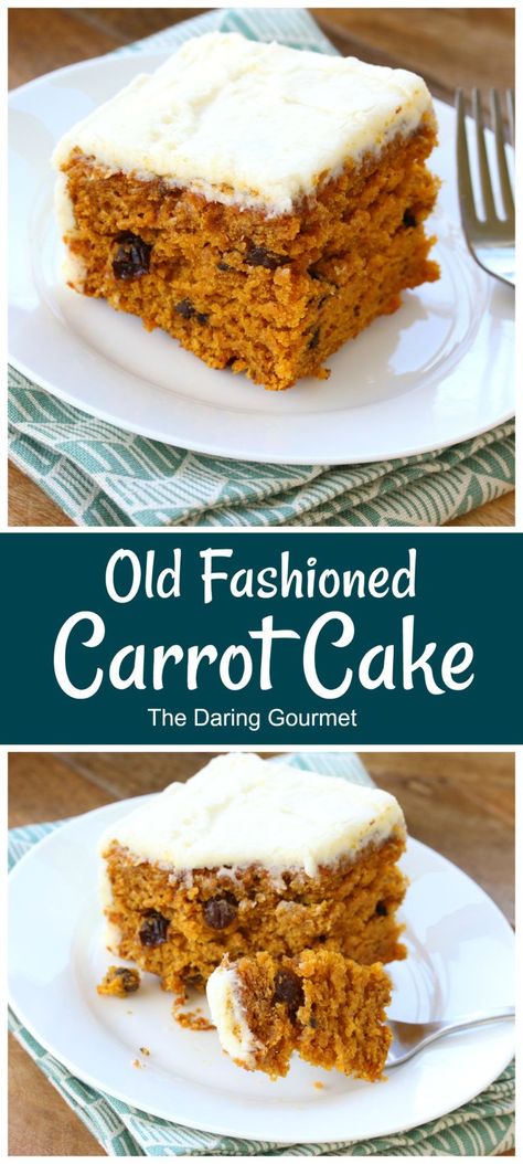 Old Fashioned Carrot Cake - The Daring Gourmet Old Fashioned Carrot Cake Recipe, Coconut Carrot Cake, Coconut Cream Cheese, Coconut Cream Cheese Frosting, Moist Carrot Cakes, Best Carrot Cake, Photo Food, Carrot Cake Recipe, Pineapple Coconut