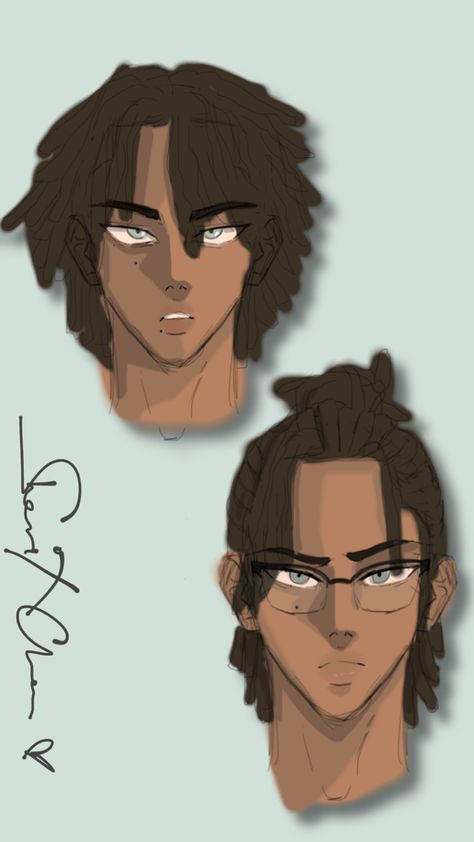 Locs Oc Drawing, Black Man With Locs Drawing, Male Hairstyles Drawing Black, Black Guy Side Profile Drawing, Dread Locs Drawing, How To Draw Dreads Male Step By Step, Locs Hairstyles Drawing Reference, Dreads Ponytail Drawing, Guy With Locs Drawing