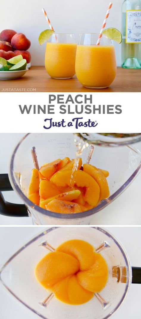 Wine Slushie Recipe, Wine Slushies, Peach Wine, Wine Slushie, Slushie Recipe, Yummy Alcoholic Drinks, Boozy Drinks, Mixed Drinks Recipes, Milk Shakes