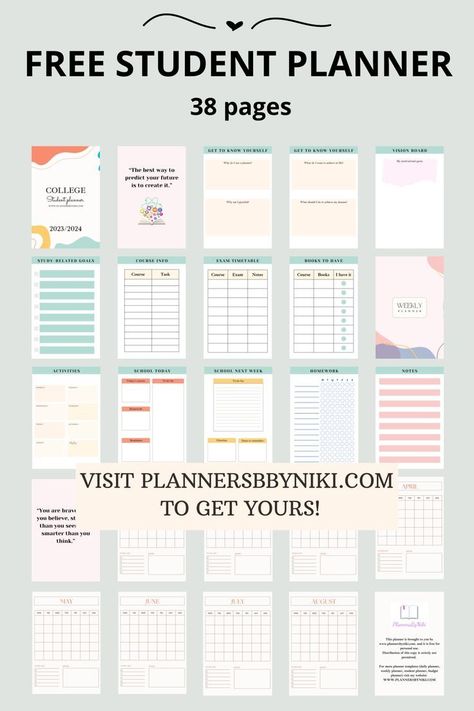 Free student planner, printable student planner, daily, weekly template | Study planner printable, Study planner free, Student planner Free Student Planner, Exam Timetable, Goals Study, Student Planner Organization, Study Planner Free, Study Planner Printable Free, Student Daily Planner, Weekly Template, Daily Planner Printables Free