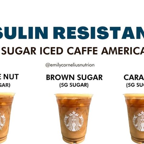 Emily Cornelius Dietitian ▫️ Insulin Resistance Weight Loss on Instagram: "If you’re craving a sweet treat these are great options! ☀️☕️SAVE, SHARE, and TRY these low sugar Iced Americanos! 

But first, if you don’t follow my content you may never see my posts again!  I’ve had a ton of followers lose weight just following my Instagram so don’t forget to hit follow for more tips! 💕

My current obsession is the TOFFEE NUT! 

#Starbucks #starbucksdrinks #weightlossforwomen #weightlosstips #pcoscoffee #bloodsugargoals #lowsugarlife #prediabeticdiet #insulinresistancediet #diabetesreversal #weightlosstips #fatlossdiet #pcoslifestyle" Toffee Nut Starbucks, Starbucks Tips, 1400 Calorie Meal Plan, Low Sugar Drinks, Prediabetic Diet, Toffee Nut, Fat Flush, Current Obsession, Calorie Meal Plan