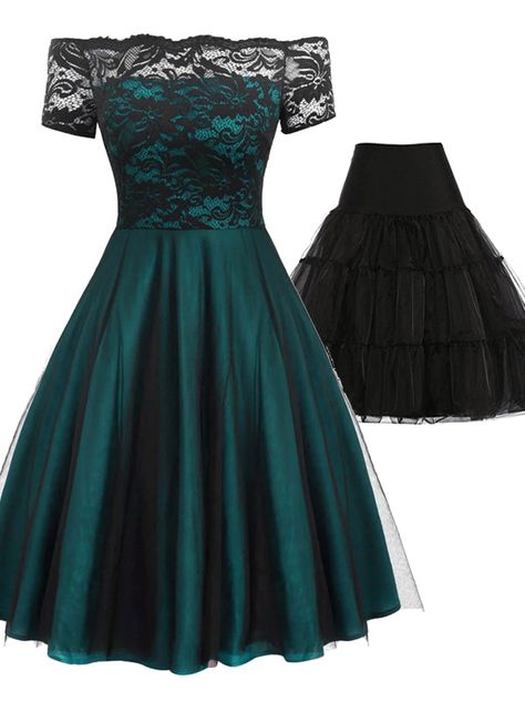 Dark Green Hoco Dress, Dark Green Dresses, Cute Dresses For Dances, Grunge Dresses, Green Hoco Dress, Black And Green Dress, Retro Stage, Arabic Dress, Vestidos Retro