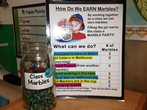 Marble Jar: management tool that helps teach the class to work together Marble Jar, Classroom Behavior Management, Classroom Rewards, Classroom Management Strategies, Classroom Organisation, 3rd Grade Classroom, Class Management, Reward System, Classroom Behavior