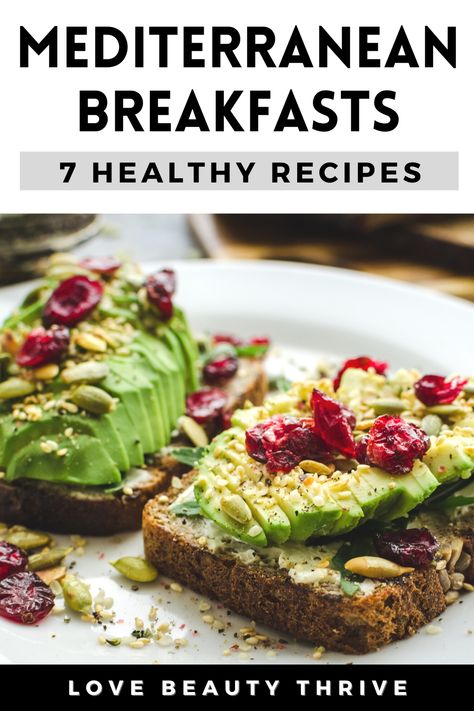 Ready for a week of delicious mornings? We've got 7 healthy Mediterranean breakfast recipes to kick start your day. Inspired by the Blue Zones, these Mediterranean breakfast ideas are a meal plan of nutrient-packed, nutritious and wholesome breakfasts. Veggies, berries, Greek yogurt, eggs, avocado toast, muffins, granola and more. Boost wellness with a healthy breakfast! #MediterraneanBreakfast #MediterraneanDiet #BlueZones #HealthyBreakfasts #HealthyRecipes #HealthyLifestyle #BreakfastRecipes Healthy Breakfast No Eggs Clean Eating, Easy Clean Breakfast Ideas, Blue Zones Breakfast, Mediterranean Breakfast Sandwich, Blue Zone Diet Recipes Breakfast, Lean Breakfast Ideas Clean Eating, Blue Zone Breakfast Ideas, Galveston Diet Breakfast Ideas, Greek Blue Zone Recipes