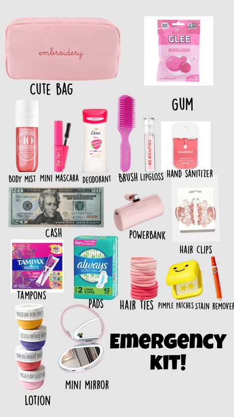 Middle School Essentials, School Emergency Kit, Girly Christmas Gifts, Get Home Bag, Bubble Tea Shop, Study Tips For Students, School Bag Essentials, Backpack Essentials, School Kit