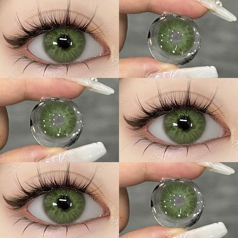 Natural Green Contact Lenses, Cool Contact Lenses, Green Lenses Eye, Green Eye Contacts, Brown Green Eyes, Gray Contact Lenses, Green Contact Lenses, Bright Green Eyes, Cool Contacts