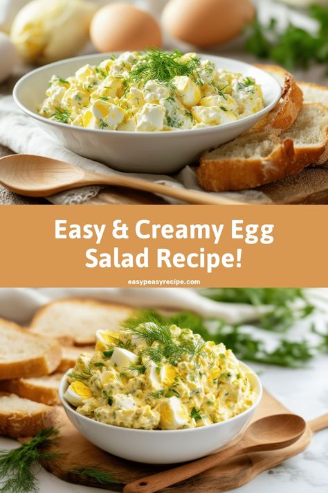 A bowl of creamy egg salad garnished with fresh dill, surrounded by slices of bread and a wooden spoon. Creamy Egg Salad, The Perfect Sandwich, Perfect Sandwich, Easy Zucchini Recipes, Simple Family Meals, Beginner Recipes, Pot Recipes Healthy, Salad Easy, Roasted Vegetable Recipes