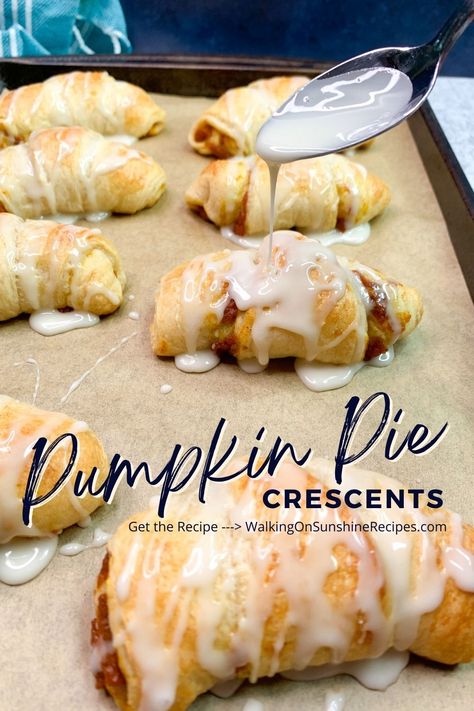 These Pumpkin Pie Crescent Rolls are filled with pumpkin puree, cinnamon, sugar then rolled up, baked and drizzled with powdered sugar glaze. Pumpkin Crescent Rolls, Crescent Roll Recipes Dessert, Crescent Roll Recipes Dinner, Crochet Ear Warmers, Crescent Recipes, Crescent Roll Recipes, Pumpkin Recipes Dessert, Homemade Pumpkin, Pumpkin Dessert