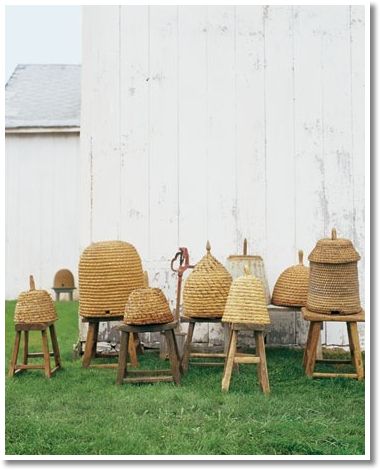 Bee Skeps, Martha Stewart Home, Bee House, Bee Hives, Antique Aesthetic, Bee Skep, I Love Bees, Bee Keeper, Birds And The Bees