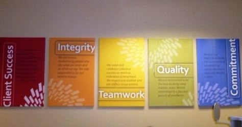 Plexiglass Core Values Sign | John N. Daniello | Company Mission ... Company History Wall, Wall Graphics Office, Values Display, Company Core Values, Office Wall Graphics, Office Graphics, Corporate Values, Office Wall Design, Donor Wall