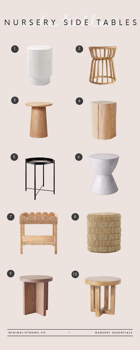 Nursery Table Side, Nursery Chair Side Table, West Elm Nursery Ideas, Nursery Chair And Side Table, Natural Neutral Nursery, Nursery Side Tables, Nursery Furniture Dressers, Nursery Side Table Decor, Rugs For Nursery Neutral