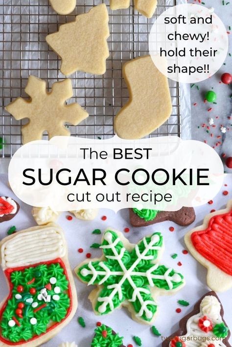 Best Sugar Cookie, Perfect Sugar Cookies, Best Sugar Cookie Recipe, Christmas Baking Recipes, Best Sugar Cookies, Sugar Cookie Recipe, Cutout Sugar Cookies, Xmas Cookies, Christmas Sugar Cookies