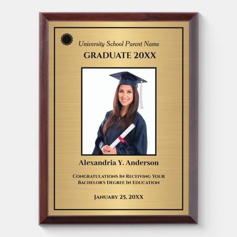 Graduate Graduation Photo Gold Logo Modern Award Plaque Graduation Awards, Employee Appreciation Awards, Award Plaques, Award Plaque, Photo Gold, Logo Modern, Graduation Photo, Employee Appreciation, Business Company