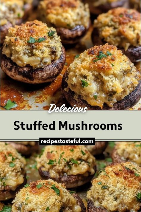 These stuffed mushrooms make an excellent appetizer or side dish, combining tender mushroom caps with a creamy, savory filling of garlic, onions, breadcrumbs, and Parmesan cheese. Optional additions of bacon or sausage make these even more indulgent, perfect for any occasion from casual dinners to festive gatherings. Best Mushroom Recipe, Stuffed Mushrooms Easy, Traditional Thanksgiving Recipes, Sausage Stuffed Mushrooms, Mushroom Appetizers, Cheese Stuffed Mushrooms, Mushroom Caps, Easy Thanksgiving Recipes, Bacon Stuffed Mushrooms