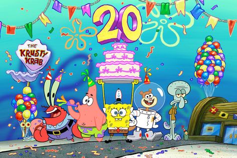 SpongeBob SquarePants 20th Anniversary Wallpaper Spongebob, Clancy Brown, Tom Kenny, Stephen Hillenburg, سبونج بوب, Desen Realist, Spongebob Birthday, Seni 3d, Patrick Star