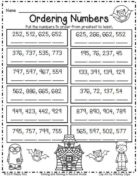 Halloween Math for second grade--ordering numbers--FREE Ascending And Descending Order Worksheet Grade 3, Ascending And Descending Order Worksheet Grade 2, Worksheets 2nd Grade, Halloween Math Worksheets, Homeschool Montessori, Numbers Worksheets, Teaching Geography, 2nd Grade Math Worksheets, Math Number Sense