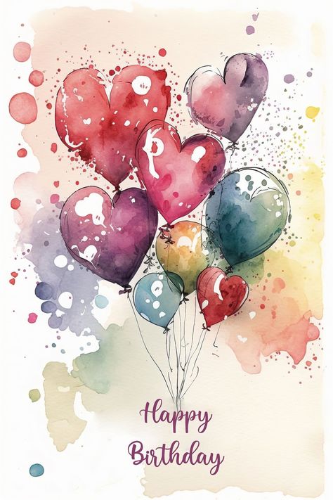 At Home Birthday, Watercolor Birthday Card, Birthday Wishes Pics, Happy Birthdays, Birthday Wishes Greetings, Birthday Greetings Friend, Happy Birthday Art, Watercolor Birthday Cards, Happy Birthday Greetings Friends