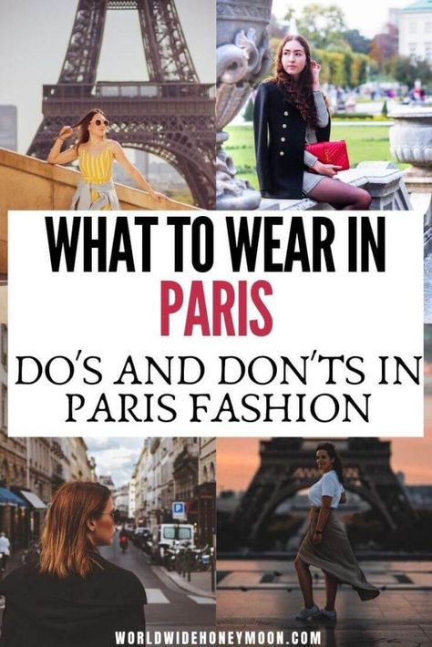 What to Wear in Paris (Plus What NOT to Wear in Paris) - World Wide Honeymoon Traveling In Europe Outfits, Paris Honeymoon Outfits, European Outfits September, What To Wear To The Eiffel Tower, European Honeymoon Outfit, Clothes For Paris In Spring, Versailles Outfit Summer, Travel Paris Outfit, Paris Clothing Style