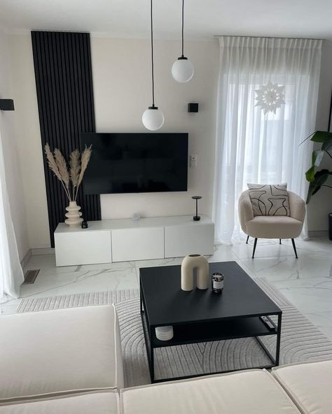 Black And White Living Room Decor, Black Living Room Decor, Modern Apartment Living Room, Furnitur Ruang Keluarga, White Living Room Decor, Black And White Living Room, Living Room Decor Gray, Apartment Living Room Design, Black Living Room