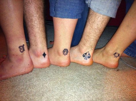 Get a Group Tattoo Matching Group Tattoos, Group Tattoos Friendship, Squad Tattoos, Friend Group Tattoos, Group Tattoo Ideas, Matching Tattoos For Siblings, Group Tattoos, Matching Bff Tattoos, Cousin Tattoos