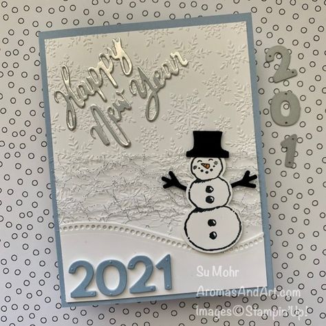 Happy New Year 2021 - Aromas and Art New Year Cards Handmade, New Year Card Making, Paper Crafts Ideas, New Year Card Design, New Year Cards, Snowman Cards, Happy New Year Cards, New Year Greeting Cards, New Year Greetings