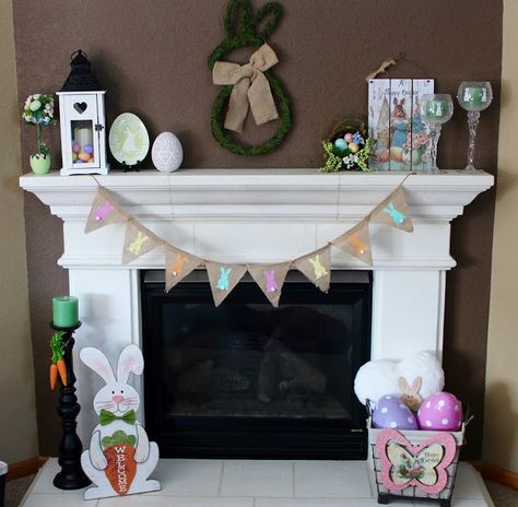 Living on Cloud Nine: EASTER DECOR....HOP ON OVER Easter Mantel Decorating Ideas, Easter Fireplace Mantel Decor, Easter Fireplace Mantel, Easter Fireplace Decor, Easter Mantle Decor, Easter Mantle, Diy Mantel, Easter 2023, Fireplace Mantle Decor