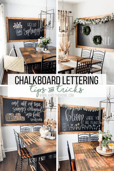 Farmhouse Kitchen Chalkboard, Large Chalkboard In Kitchen, Framed Chalkboard Wall Kitchen, Chalkboard In Living Room, Chalkboard Home Decor, Chalkboard Dining Room Wall, Dining Room Chalkboard Wall, Industrial Kitchen Wall Decor, Blackboard Ideas Kitchen