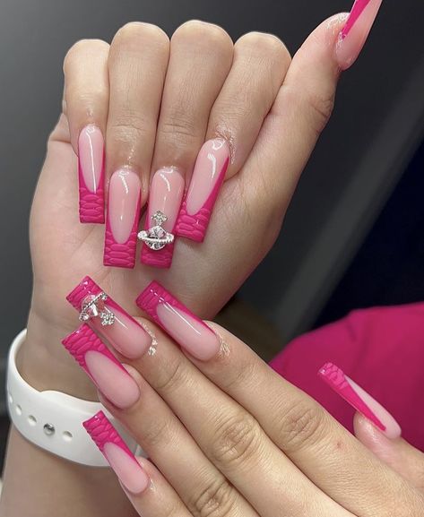 Colored Acrylic Nails, French Tip Acrylic Nails, French Acrylic Nails, Short Square Acrylic Nails, Acrylic Nails Coffin Pink, Long Square Acrylic Nails, Nail Swag, Bling Acrylic Nails, Acrylic Nails Coffin Short