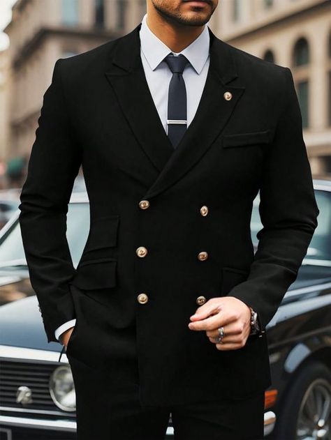 Groom And Best Man Suits, Turtleneck Outfit Men, Black Double Breasted Suit, Double Breasted Suit Men, Men Pose, Suits Groom, Winter Wedding Outfits, Prom Suits For Men, Stylish Mens Suits