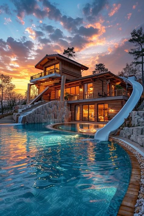 Dream House Beach Ocean Views, Big Pools Mansions, Dream House Backyard Pool, Cool Vacation Places, Rich House Aesthetic, Dream Backyard Ideas, Houses On Water, Houses On The Beach, Mermaid House