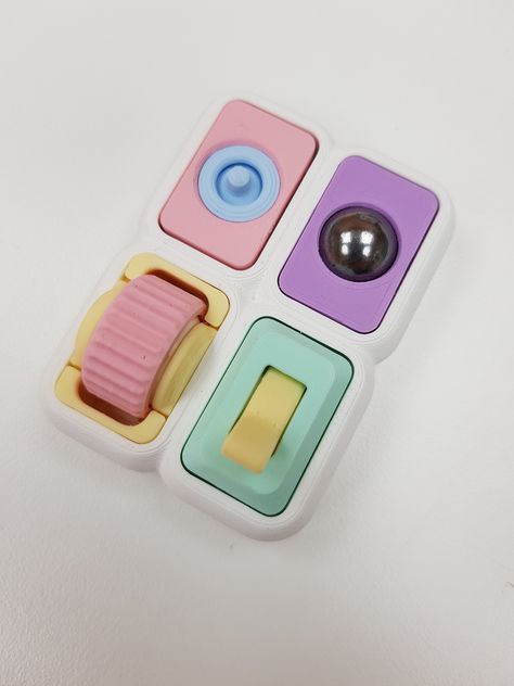 Four different fidgets in one -  for all your sensory needs :) 2 silent fidgets, one flicker and and one 360 thumb wheel. You can swap out any of these four fidgets with any of the following:  thumb rocker, switch, flick switch.  Just send a note with your order to confirm the four preferred fidgets.  We can also do different colour caps for each of the four fidgets. Again, message me with your choices.  There is no extra charge for this customisation. Not a child's toy.  This item is intended f Silent Fidget Toys, Fidget Toys Aesthetic, Fidget Collection, Toys For Preschoolers, Fidget Board, Stim Toys, Fidgets Toys, Fidget Toys Adults, Fidget Tools