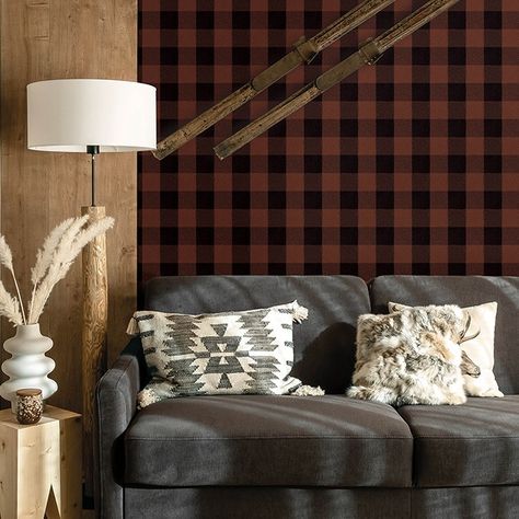 Snuggling into fall with this Lumberjack pattern from a new book called Yellowstone. #wallpaper #wallpapers #plaidwallpaper #cabinvibes #manlywallpaper Light Brown Wallpaper, Montana Landscape, Western Designs, Indigo Wallpaper, Checkered Fabric, Brewster Wallcovering, Charcoal Wallpaper, Plaid Wallpaper, American Frontier