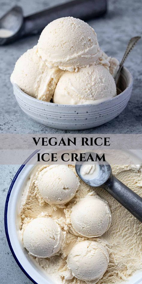 Rice Milk Ice Cream Recipe, Vegan Coconut Rice Pudding, Oatmeal Ice Cream, Silken Tofu Ice Cream, Rice Cream Recipe, Tofu Ice Cream, Rice Ice Cream, Cream Of Rice, Frozen Rice