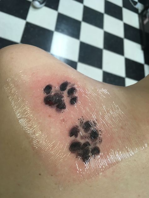 Actual cat paw print tattoo to remember my little angel kitty Detailed Paw Print Tattoo, Actual Paw Print Tattoo, Pet Paw Print Tattoo Placement, Pet Paw Print Tattoo Cats, Real Dog Paw Print Tattoo, Tattoos To Remember Your Cat, Paw Tattoo Cat, Kitten Paw Tattoo, Custom Cat Tattoo